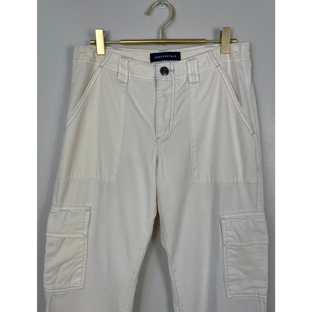 Aeropostale Low-Rise Flare Utility Cargo Pants Off White Size 4 Y2K 90s 2000s - Picture 5 of 12